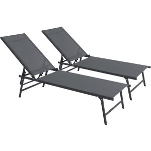 Juego de 2 tumbonas metálicas "sublima" - 180 x 54 x 104 cm - antracita