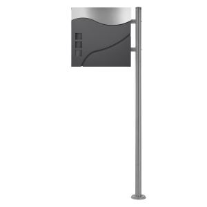 Buzón de acero inoxidable antracita/plata casillero de correo + soporte 120