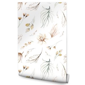 Papel Pintado Para El Salón Con Flores Hojas Acuarela Plantas 53cm x 10m