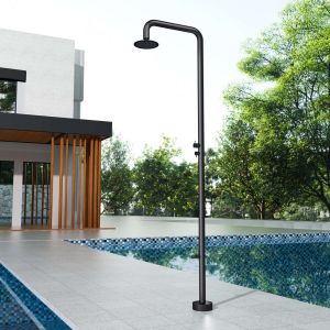 Ducha de piscina michigan en acero inox negro mate | poolimex