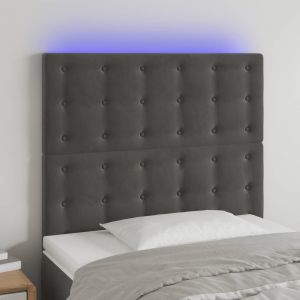 Cabecero con luces LED terciopelo gris oscuro 100x5x118/128 cm eso3199