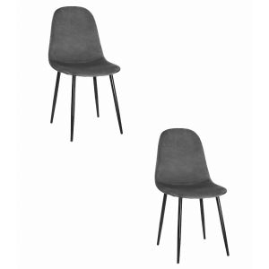 Silla valora como, terciopelo gris oscuro, diseño ergonómico (x2)