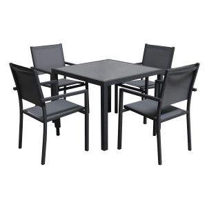 Conjunto de jardín bergamo en textileno gris 4 plazas aluminio antracita