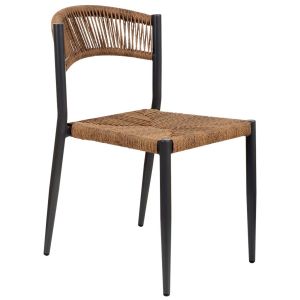 Silla de ratan sintético marrón 48x60x78
