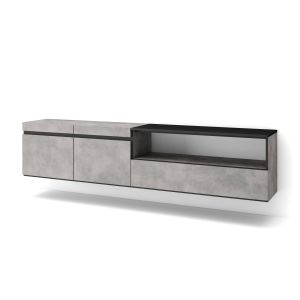 Mueble tv, 200x35x45cm, cemento, colgado, suspendido rf2228