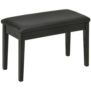 Banco para piano de madera negro con asiento acolchado