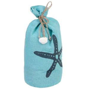 Tope de puerta de algodón con estrella azul 12x12x25h cm