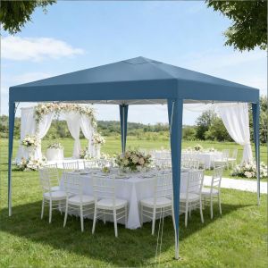 Pabellón plegable 3x3 m azul con protección solar