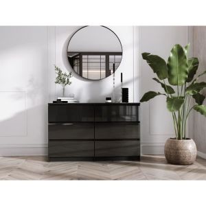 Cómoda 6 cajones - negro mate/brillo - 120 cm