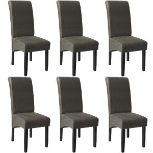 6 sillas de comedor ergonómicas, símil cuero, tapizadas gris mármol