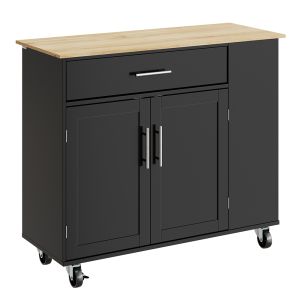 Sobuy isla de cocina con ruedas negro opaco