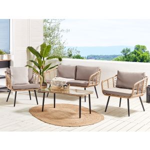Conjunto de jardín con mesa 4 plazas corinth ii ratán sintético natural