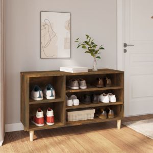 Mueble zapatero madera contrachapada roble ahumado 102x36x60 cm esxt8283