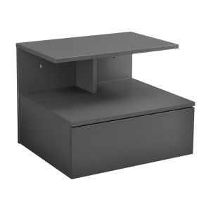 Mesita de noche flotante amberg cajón 40x35x31cm - gris oscuro [en.casa]