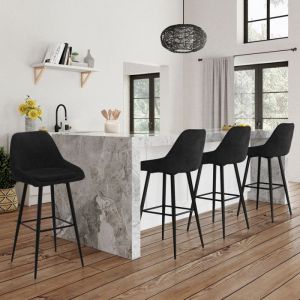 Taburetes de bar modernos - terciopelo negro - lote de 4