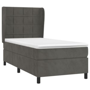 vidaXL cama box spring con colchón terciopelo gris oscuro 90x190 cm