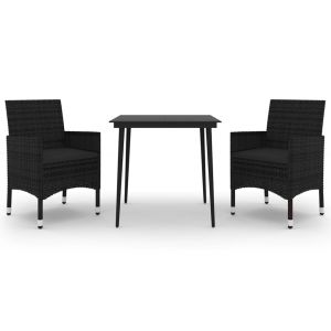 Conjunto de comedor de jardín con cojines 3 piezas