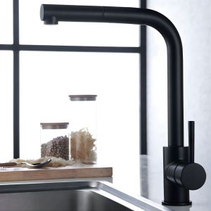 Imex - grifo monomando de cocina extraíble negro serie malta