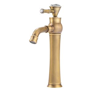 Grifo lavabo caño alto monomando retro, bronce
