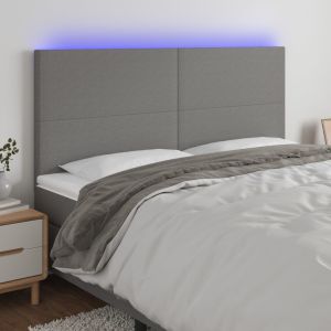 Cabecero con luces LED tela gris oscuro 160x5x118/128 cm eso6080