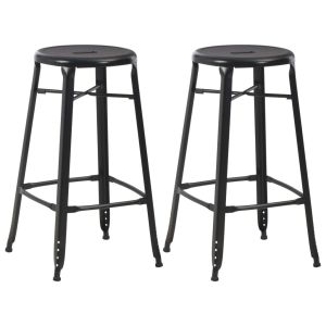 vidaXL taburetes de cocina 2 unidades de acero negro