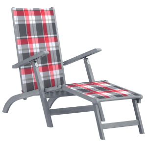 vidaXL tumbona de jardín con reposapiés y cojín madera maciza acacia
