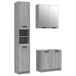 vidaXL set de muebles de baño 3 pzas madera contrachapada gris sonoma