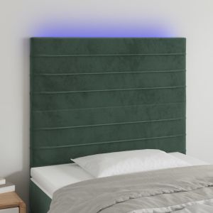 Cabecero con luces LED terciopelo verde oscuro 80x5x118/128 cm eso9159