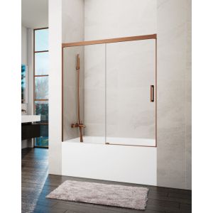 Mampara de bañera frontal + corredera basic 165-170cm transparente cobre