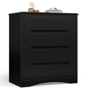 Cómoda negra de 4 cajones de mdf - 71 x 41 x 82 cm