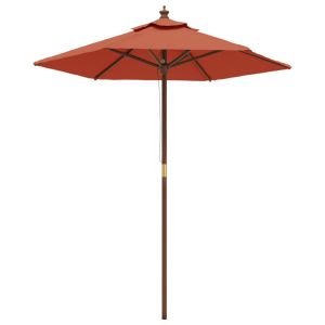 Sombrilla de jardín con mástil de madera de terracota