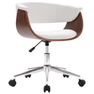 Silla giratoria de oficina/estudio de madera curvada y piel