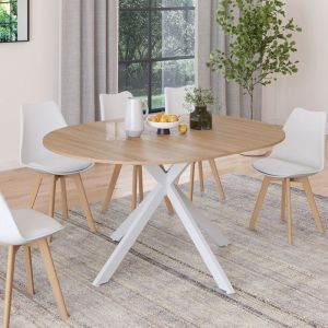 Mesa de comedor redonda extensible madera 110-150 cm