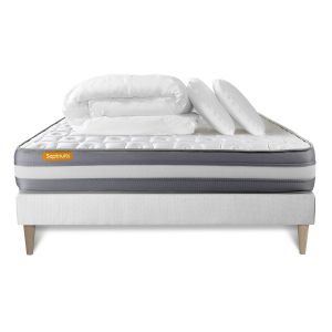 Pack cama completa - colchón 200x200cm + somier con láminas (kit) + 2 almoh