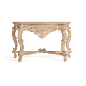 Consola de madera de mango en color blanco envejecido 120 cm