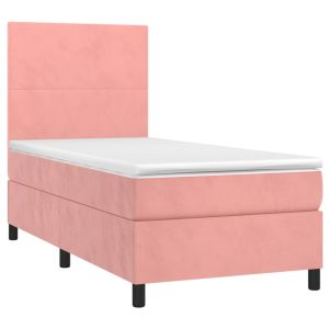 vidaXL cama box spring con colchón terciopelo rosa 90x190 cm