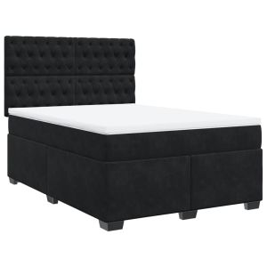 vidaXL cama box spring con colchón terciopelo negro 140x190 cm