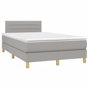 vidaXL cama box spring con colchón tela gris claro 120x190 cm