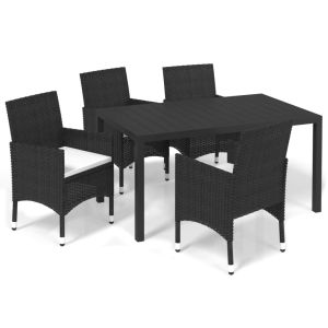 vidaXL juego muebles jardín 5 pzas con cojines ratán sintético negro
