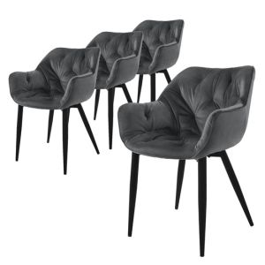 4x sillas de comedor antracita tapizado de terciopelo grueso ergonómico