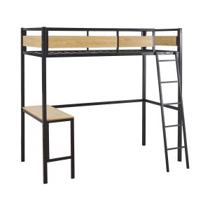 Cama entrepiso "ethan" con escritorio - 90 x 190 cm - negro
