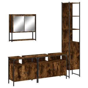 vidaXL set de muebles baño 4 pzas madera contrachapada roble ahumado