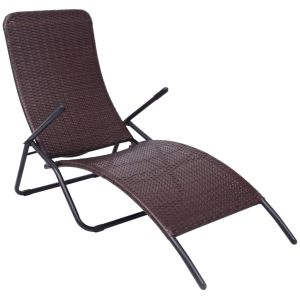 vidaXL tumbona plegable de ratán sintético marrón