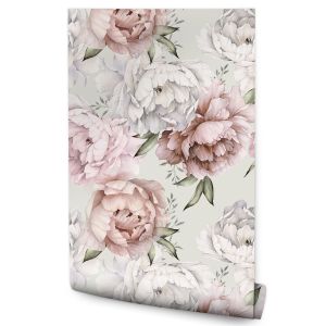 Papel Pintado Vlieseline Peonías Hojas Naturaleza El Dormitorio 53cm x 10m