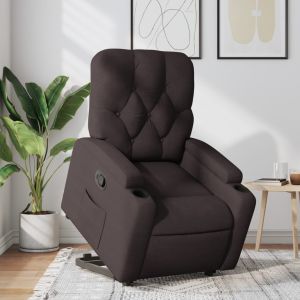 Sillón reclinable elevable tela marrón oscuro qweo7998