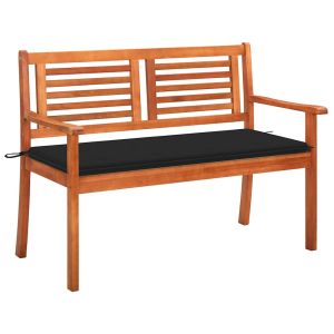 Banco de jardín 2 plazas madera maciza eucalipto y cojín 120 cm joy388042