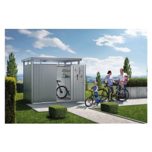 CASETA METALICA BIOHORT JARDIN HIGHLINE H6 COLOR GRIS CUARZO DOBLE PUERTA