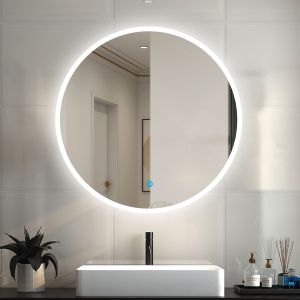 Aica espejo redondo de baño LED 80cm,antivaho ,brillo ajustable
