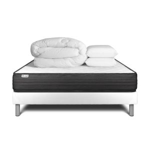 Pack cama completa - colchón 180x200cm + somier con láminas (kit) + 2 almoh