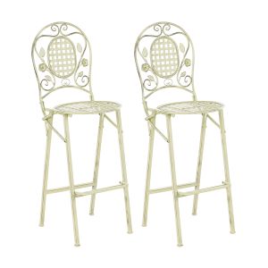 Conjunto de 2 sillas de bar de jardín bivio plegable metal verde claro